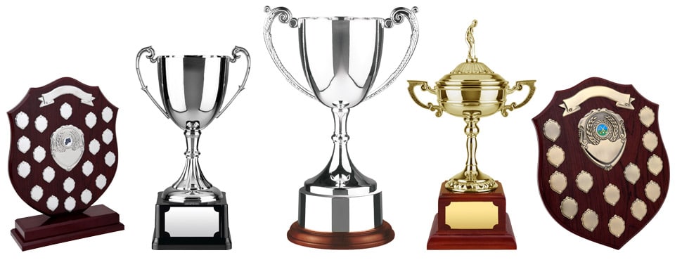 Trophies and award plaques fro sporting events and occasions