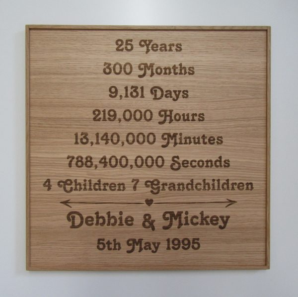 Personalised Wedding Anniversary Sign - Wee County Trophies