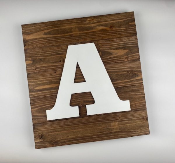 Rustic Initial Sign Walnut